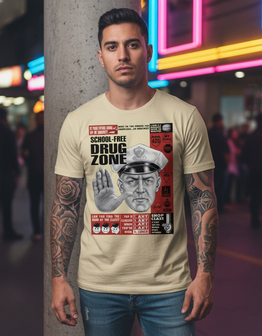 School-Free Drug Zone Retro Spoof tshirt T-Shirt