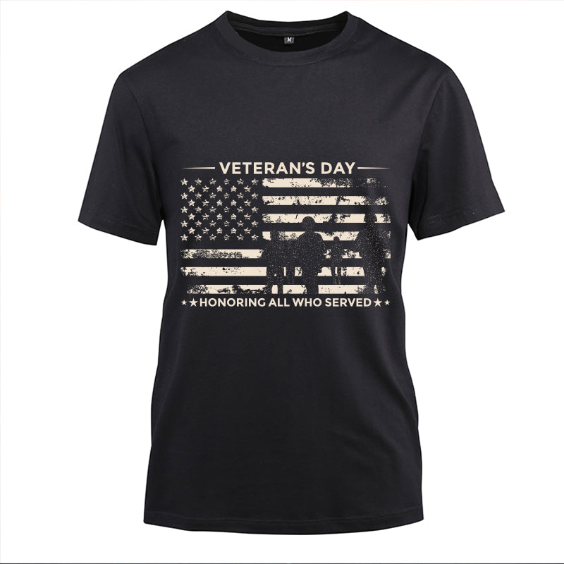 Veterans Day Honoring All Who Served t-shirt in Black, front view