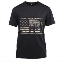 Thumbnail for Veterans Day Honoring All Who Served t-shirt in Black, front view