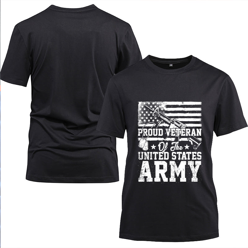 Proud U.S. Army Veteran Flag t-shirt in Black, alternate view