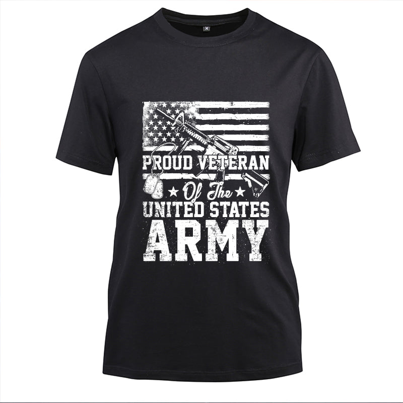 Proud U.S. Army Veteran Flag t-shirt in Black, front view