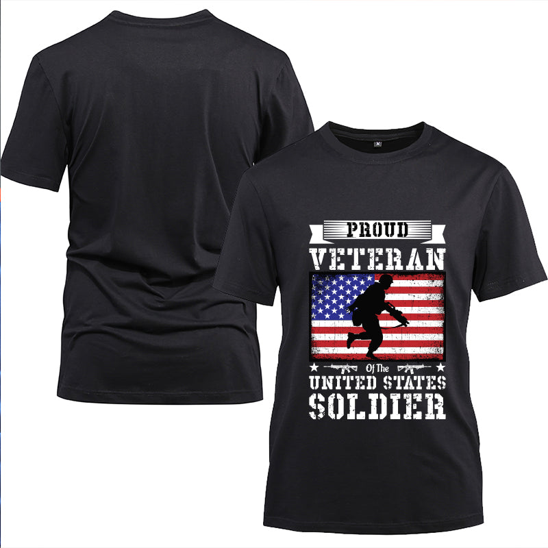 Proud Veteran U.S. Soldier Flag t-shirt in Black, alternate view