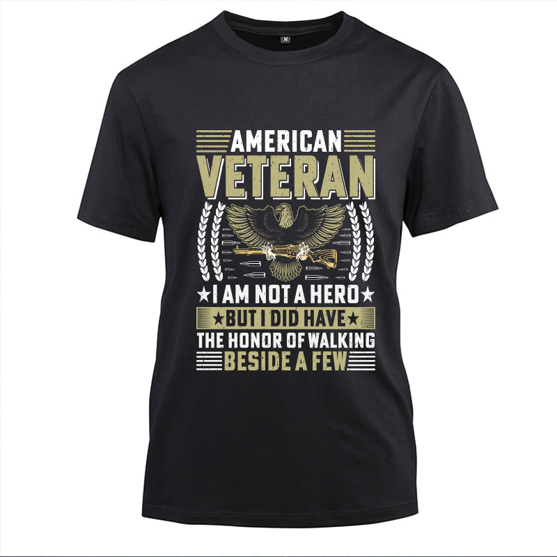 American Veteran I Am Not a Hero t-shirt in Black, front view