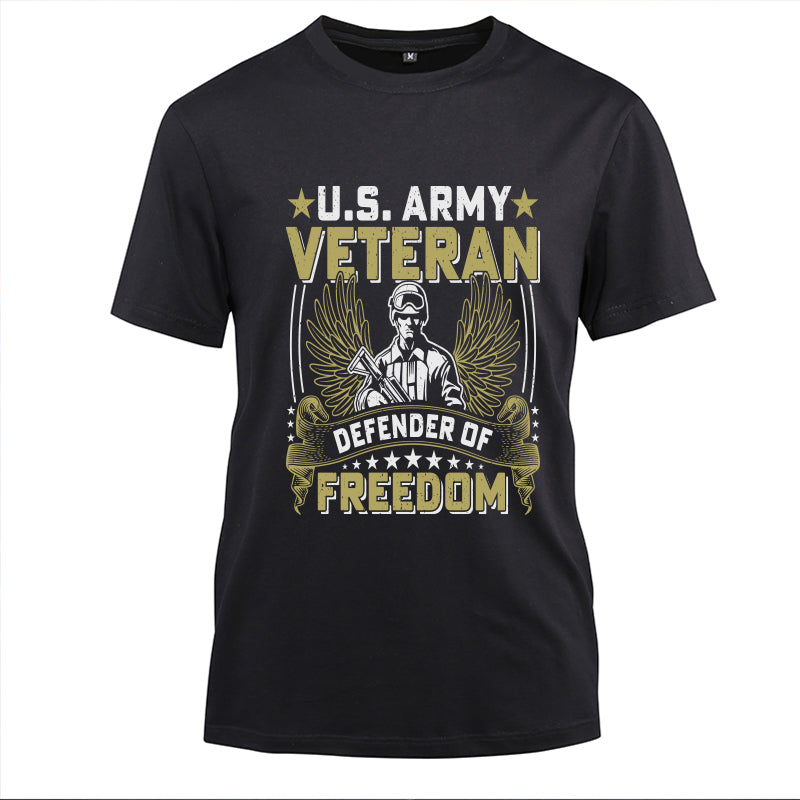U.S. Army Veteran Defender of Freedom t-shirt in Black, front view