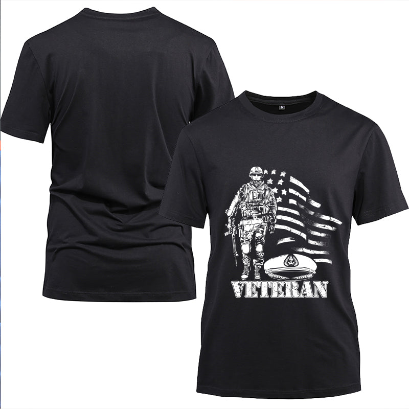 American Flag U.S. Veteran t-shirt in Black, alternate view