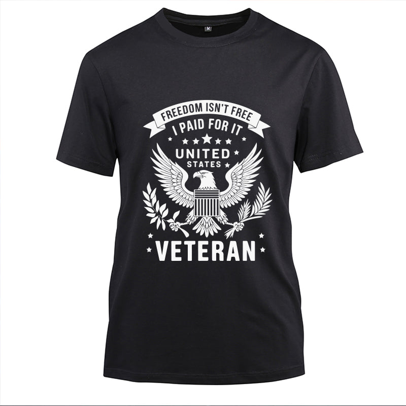 Freedom Isn't Free U.S. Veteran t-shirt in Black, front view