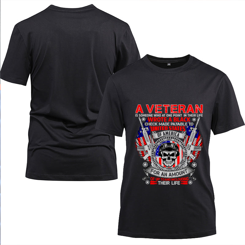 A Veteran Wrote a Blank Check t-shirt in Black, alternate view