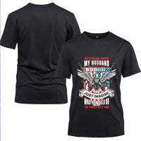 Thumbnail for Veteran Wife My Husband Is My Hero t-shirt in Black, alternate view