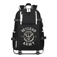 Thumbnail for U.S. Army veteran eagle crest black backpack front view