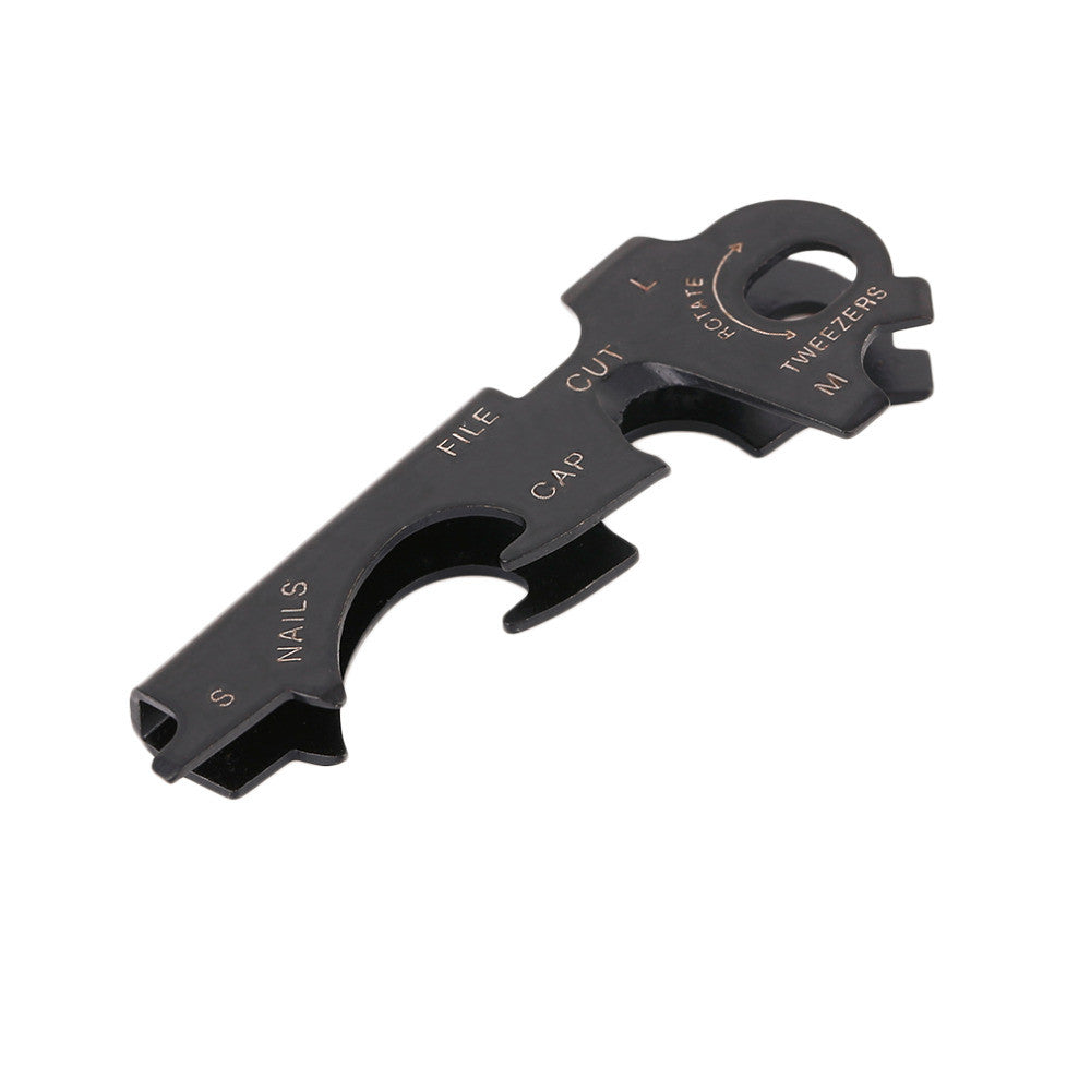8 In 1 Outdoor Camping Hiking Rescue Stainless Steel Keychain Key Ring Multifunction Survival Tool
