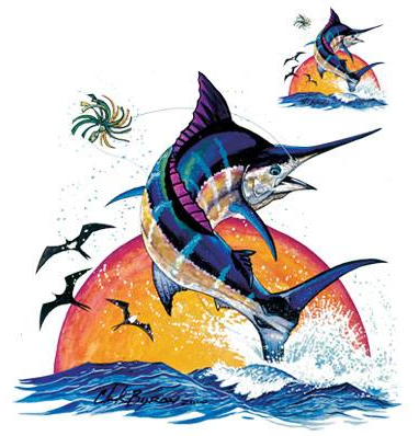 Blue Marlin Fish Tshirt w/ Crest - TshirtNow.net - 2