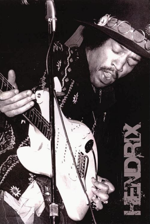 Jimi Hendrix- B+W Guitar Poster - TshirtNow.net