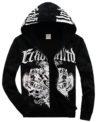 Black Allover 3D Print Hip Hop Hoodie
