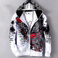 Thumbnail for White and Red Allover 3D Print Hip Hop Hoodie