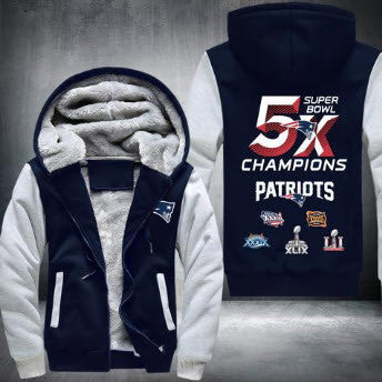 NFL NEW ENGLAND PATRIOTS 5-TIME SUPER BOWL CHAMPIONS THICK FLEECE JACKET