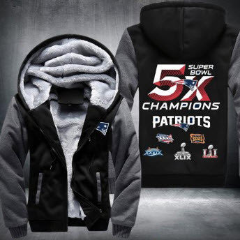NFL NEW ENGLAND PATRIOTS 5-TIME SUPER BOWL CHAMPIONS THICK FLEECE JACKET