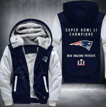 NFL SUPER BOWL LI CHAMPIONS NEW ENGLAND PATRIOTS THICK FLEECE JACKET