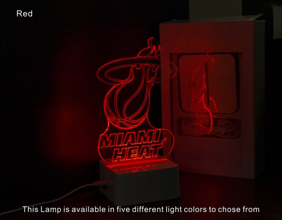 NBA MIAMI HEAT 3D LED LIGHT LAMP