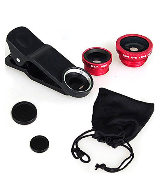 3 in 1 Universal Fish Eye & Macro Clip Camera Lens Kit for iPad iPhone 7 6 5 Samsung Blackberry HTC and Most smartphones