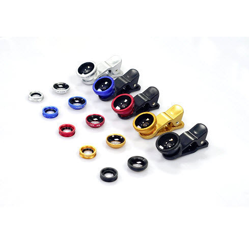 3 in 1 Universal Fish Eye & Macro Clip Camera Lens Kit for iPad iPhone 7 6 5 Samsung Blackberry HTC and Most smartphones
