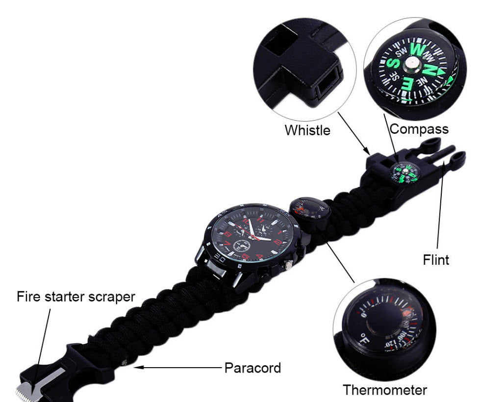 Multifunction 6 in 1 Survival Paracord Watch
