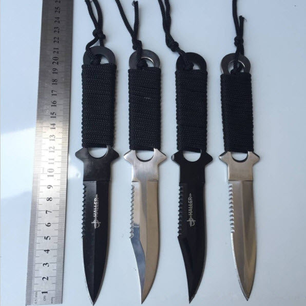 Tactical Paratrooper Diver Field Survival Hunting Stainless Steel Knife With Scabbard