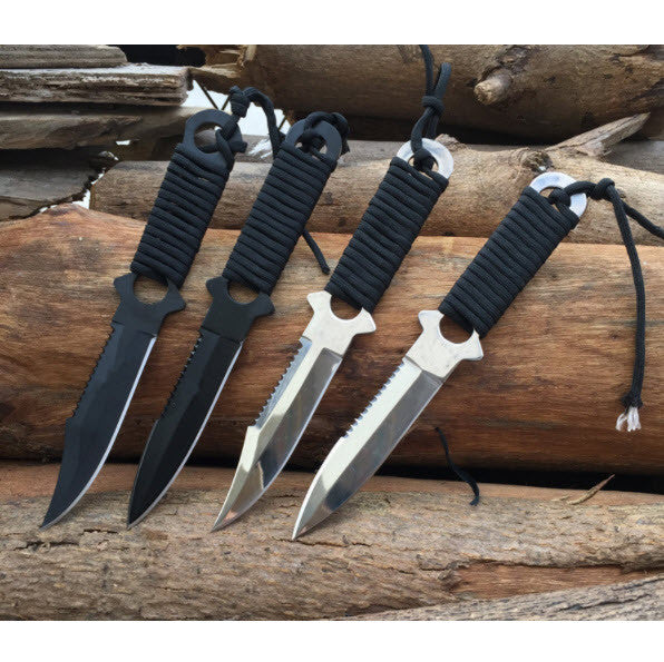 Tactical Paratrooper Diver Field Survival Hunting Stainless Steel Knife With Scabbard
