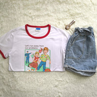 Thumbnail for Childhood Let's Run Away From Our Problems Tshirt