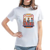 Thumbnail for Childhood Who The Fuck Cares Game Show Spoof Tshirt