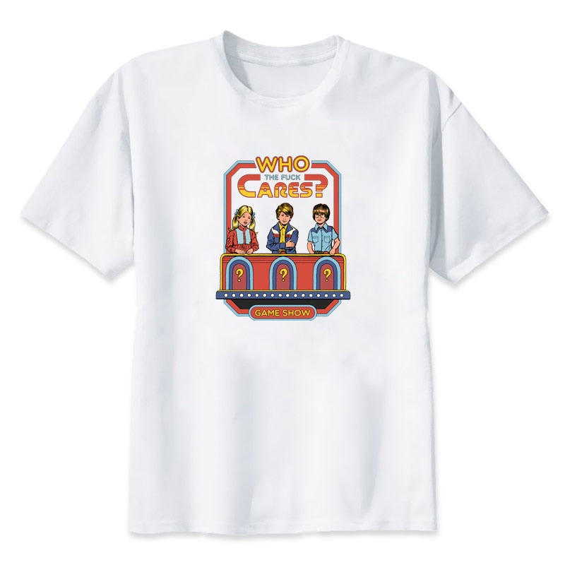 Childhood Who The Fuck Cares Game Show Spoof Tshirt