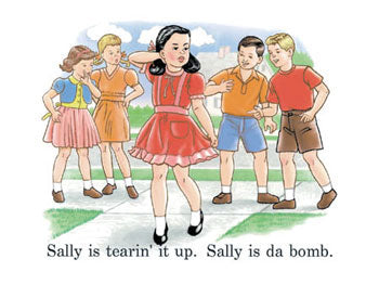 Childhood Sally is Tearin it Up, Sally is Da Bomb Adult White Tshirt