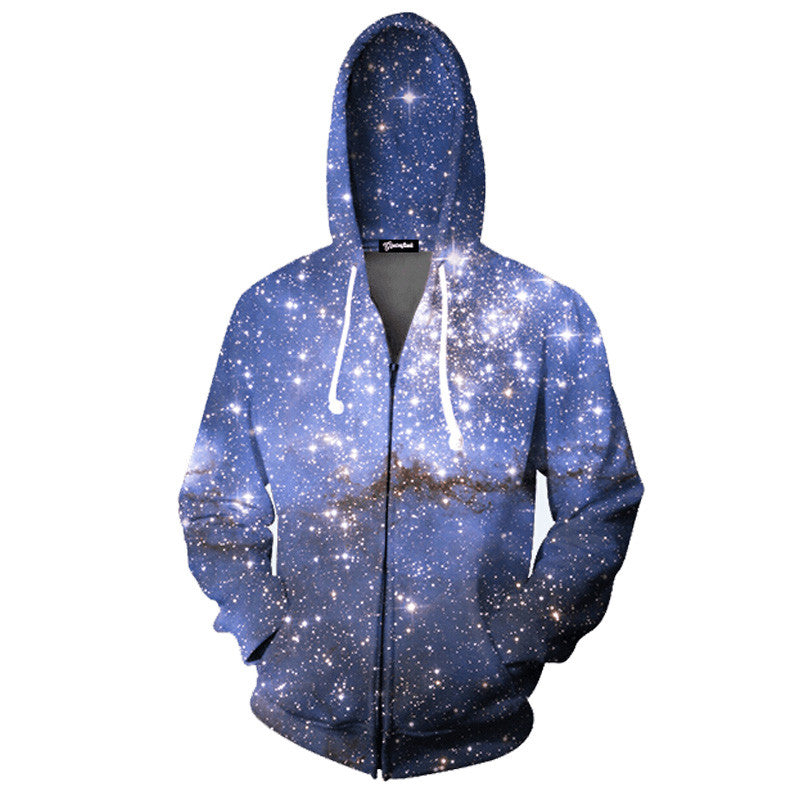Dark Galaxy Allover 3D Print Zippered Hoodie