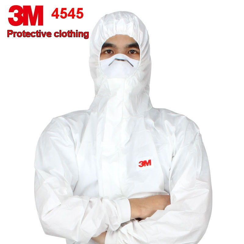 3M 4545 Coverall Hooded Protective Elastic Waist Clothing