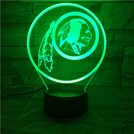 NFL WASHINGTON REDSKINS LOGO 3D LED LIGHT LAMP