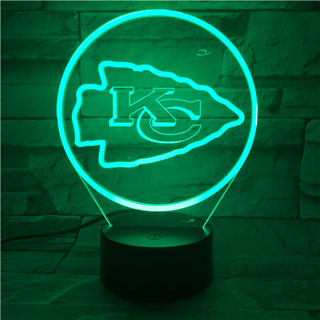 NFL KANSAS CITY CHIEFS LOGO 3D LED LIGHT LAMP