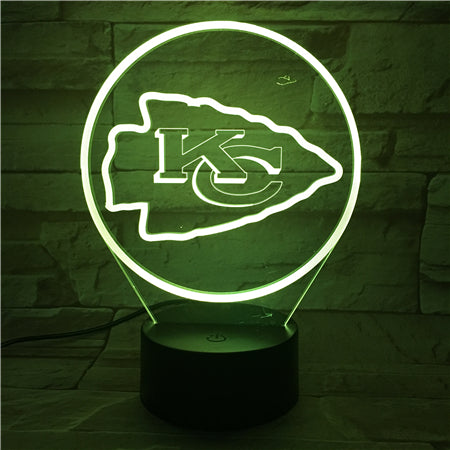 NFL KANSAS CITY CHIEFS LOGO 3D LED LIGHT LAMP