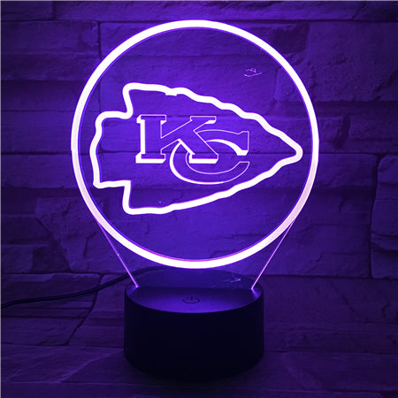 NFL KANSAS CITY CHIEFS LOGO 3D LED LIGHT LAMP