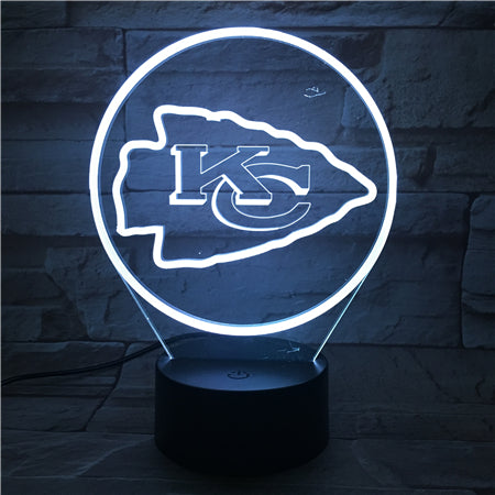 NFL KANSAS CITY CHIEFS LOGO 3D LED LIGHT LAMP