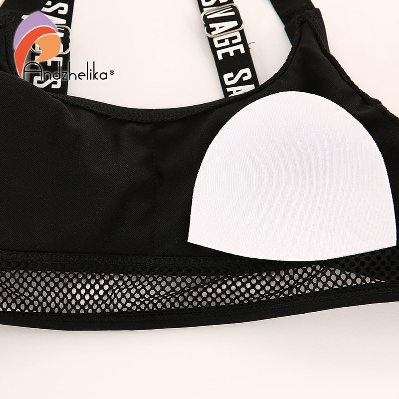 Mid-waist wire free Sport Swimsuit Bikinis Set