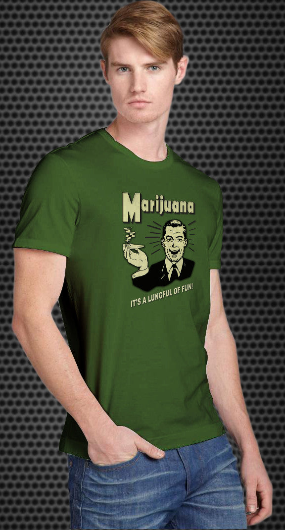 Marijuana It's a lungful of fun Retro Spoof t-shirt: Kelly Green Colored Tshirt - TshirtNow.net - 1