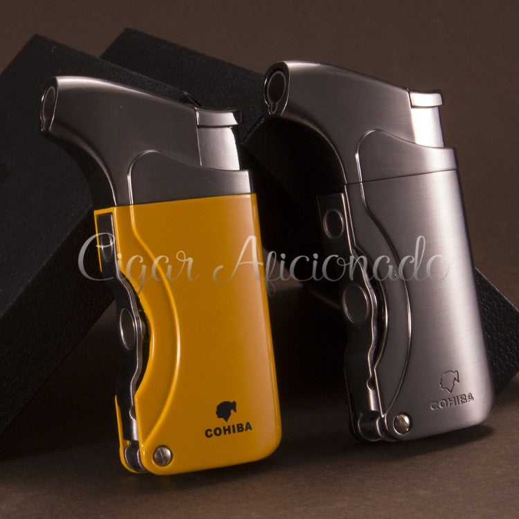 COHIBA Brand New High Quality Pocket Size Metal Windproof Torch Jet Flame Butane Gas Cigarette Cigar Lighter W/ Double Cigar Punch