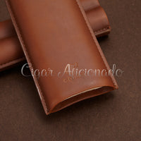Thumbnail for Gorgeous Portable Brown Leather Cigar Case Travel Holder 2 Cigar Tubes with Black Gift Box