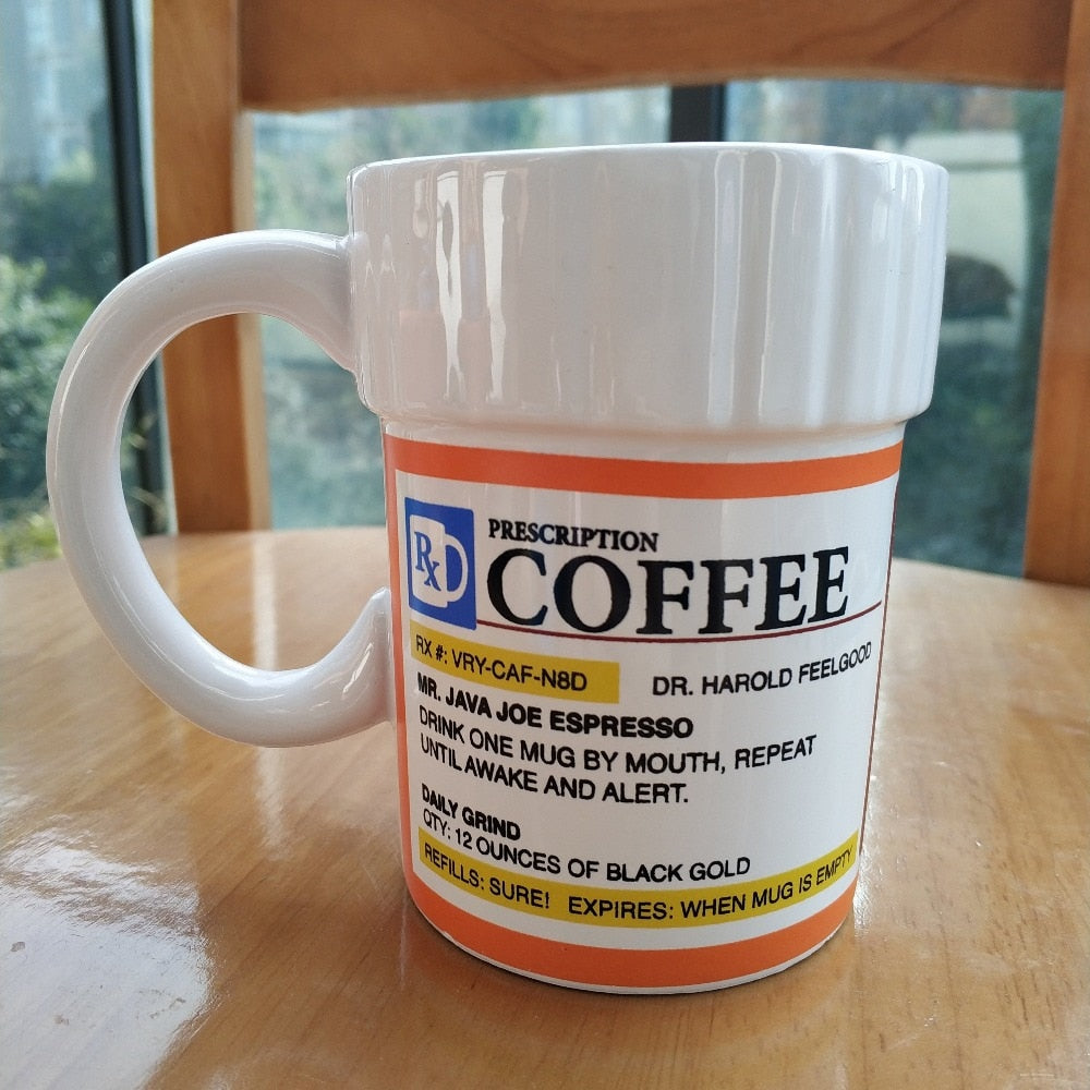 Caffeine Pharmacy Prescription Ceramic Coffee/Tea Mug