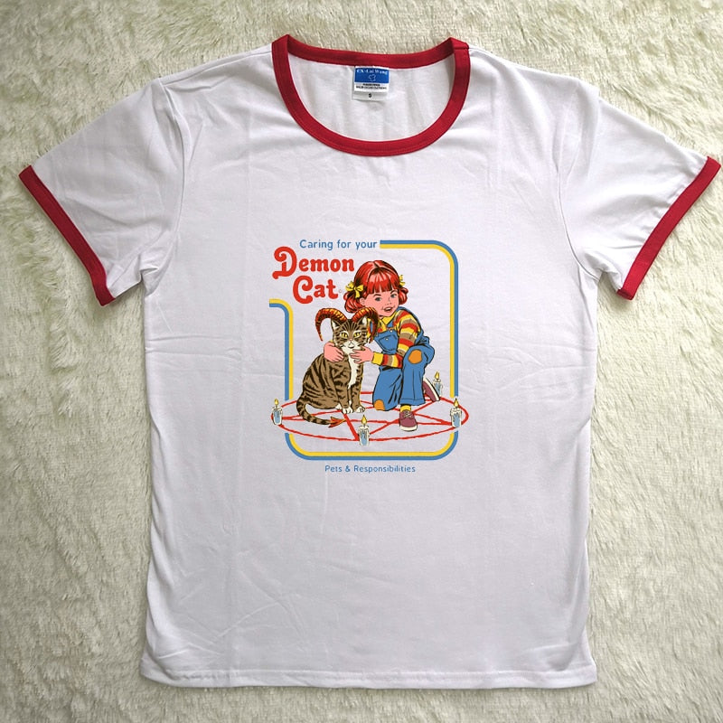 Childhood Caring For Your Demon Cat Tshirt