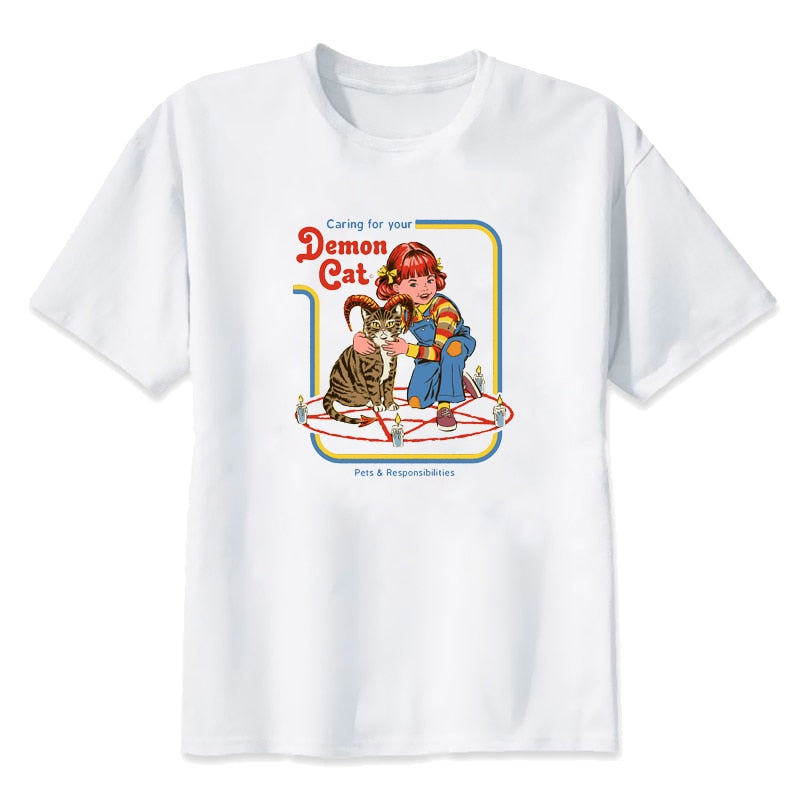 Childhood Caring For Your Demon Cat Tshirt
