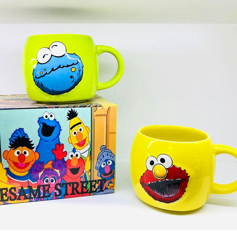 Vintage Sesame Street ELMO and COOKIE MONSTER Ceramic Coffee/Tea Mugs