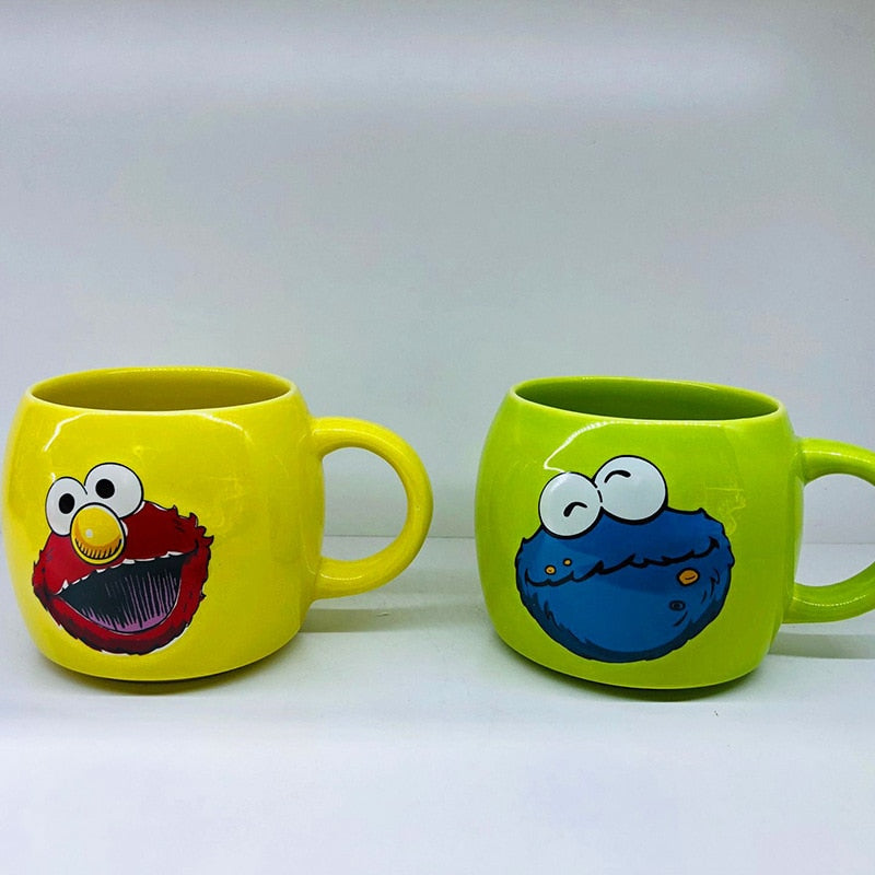 Vintage Sesame Street ELMO and COOKIE MONSTER Ceramic Coffee/Tea Mugs