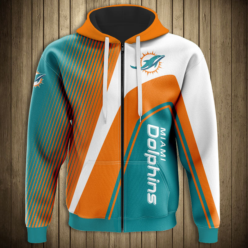NFL 3D Striped Team Logo Zippered Hoodie