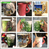 Thumbnail for Hand Painted and Sculpted Animal Pattern Ceramic Mark Water/Coffee/Tea Cup Ideal for Office Decorative Purpose.