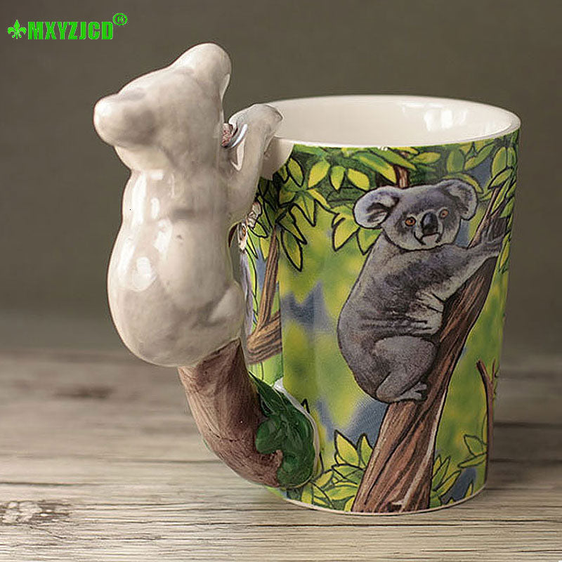 Hand Painted and Sculpted Animal Pattern Ceramic Mark Water/Coffee/Tea Cup Ideal for Office Decorative Purpose.